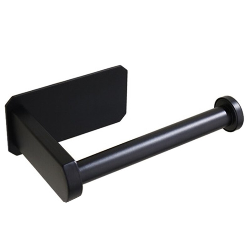 Kitchen Roll Paper Self Adhesive Wall Mount Toilet Paper Holder Bathroom Tissue Towel Rack Holders: Black Short