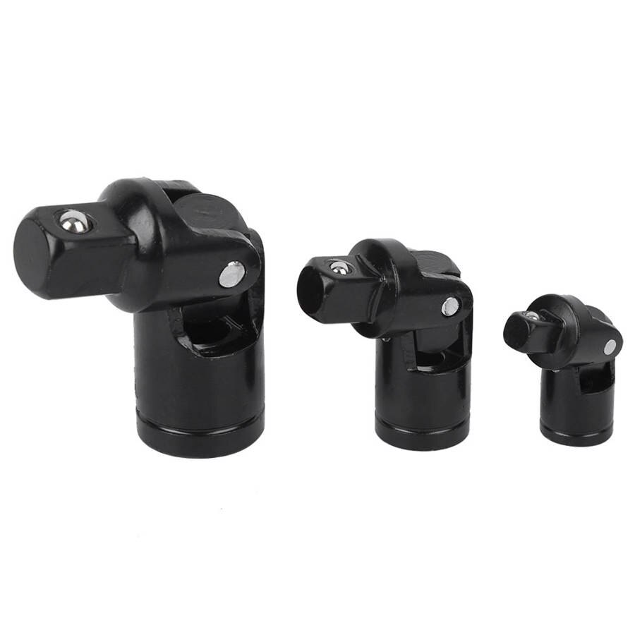 3Pcs Swivel Universal Joint Set Chrome Vanadium Steel Joint Socket Wrench Extension Bar Socket Adapter 1/2 3/8 1/4inch