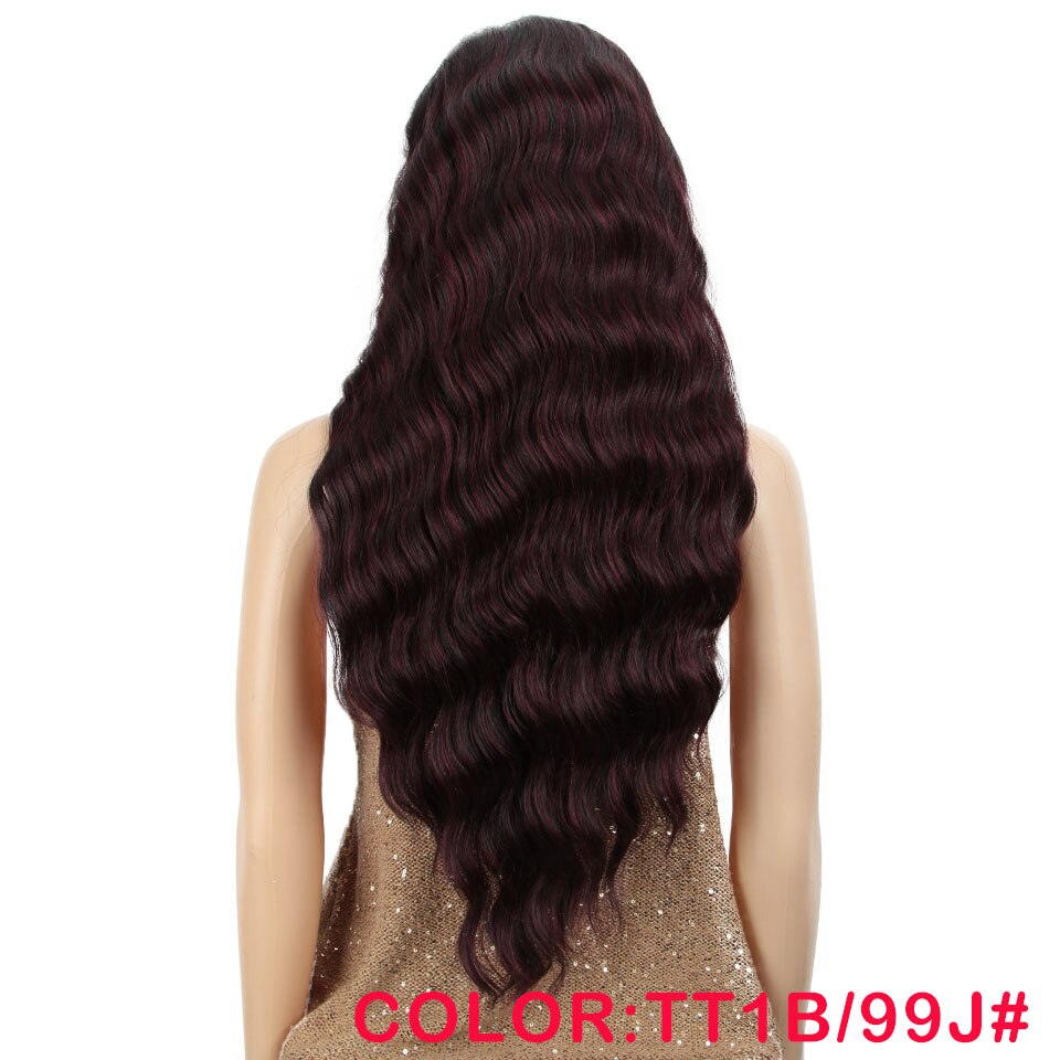 Perruque Lace Front Wig synthétique MAGIC de 28 pouces | perruque Lace Front Wig brune rouge doré, perruques ondulées et longues pour femmes,: TT1B-99J