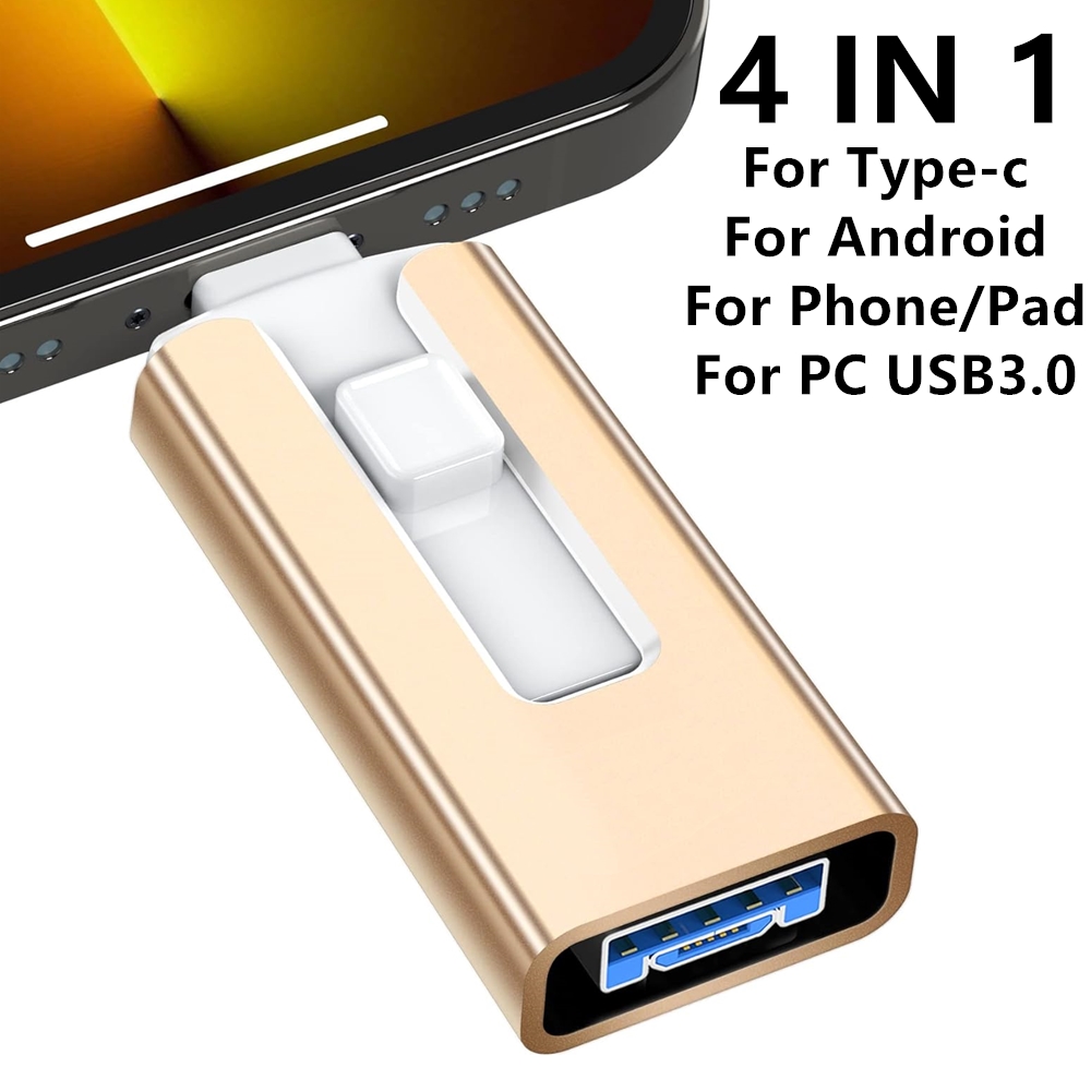 Telefon usb 3.0 256gb 32g usb flash-stasjon 4 in 1 for iphone ipad android telefon ekstern lagring 128gb 64gb minnepinne usb-pinne