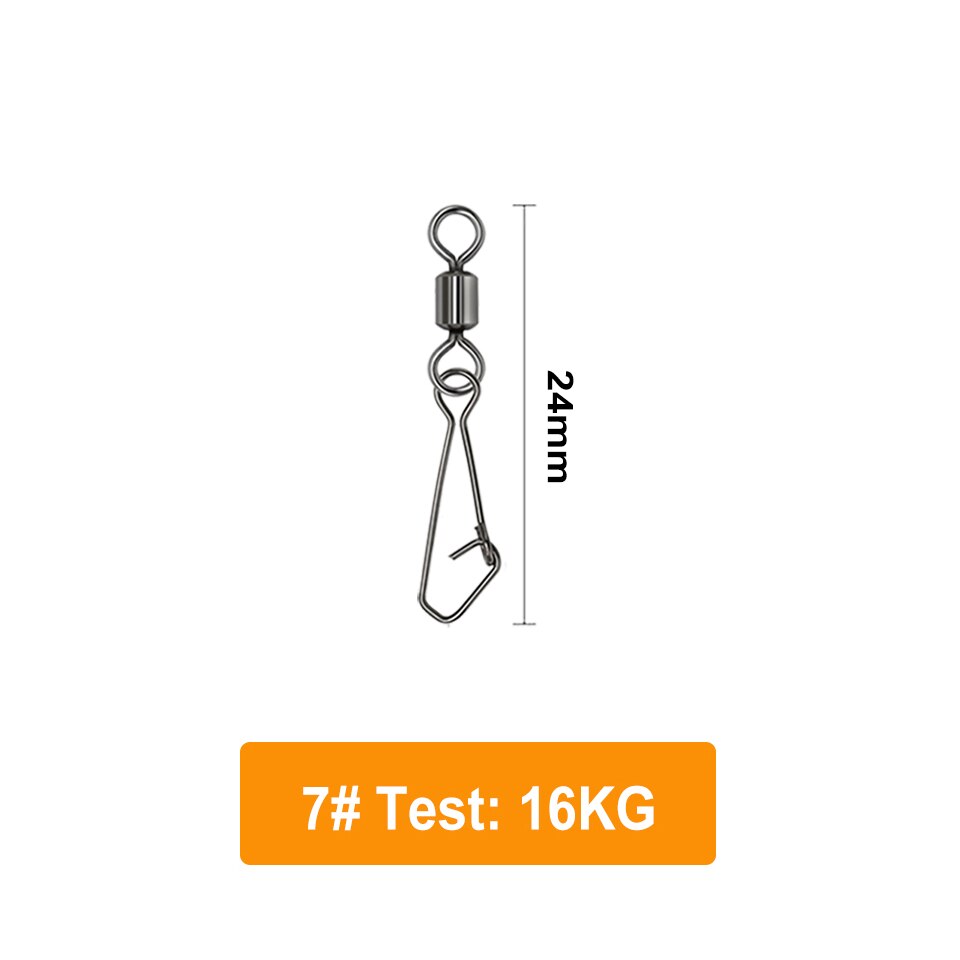 50 stk/mye tønnesvinger snapp rullende svivel fiskekobling rustfritt stål snapp fiskekrok lokke svivel takle: Størrelse 7
