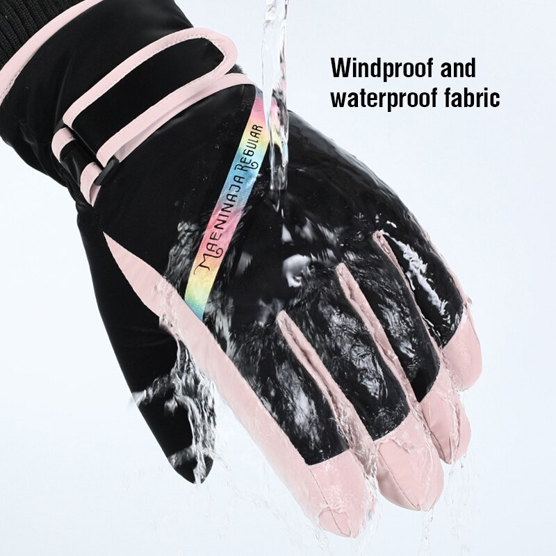 Dam vinter skidhandskar termisk fleece vattentät varm snowboard snö handskar helfingrar pekskärm skidåkning ridvantar