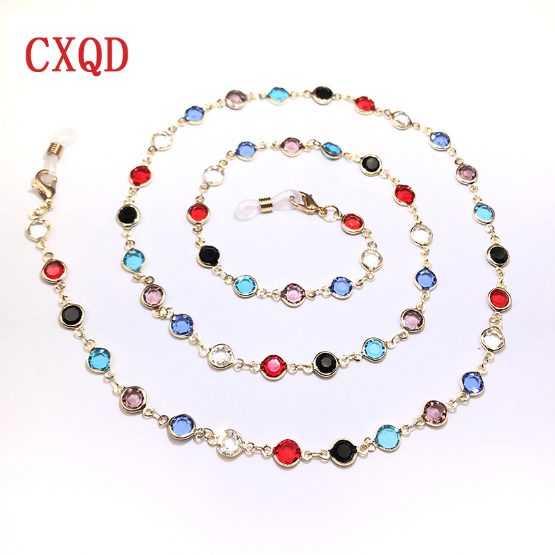 Kleurrijke kristallen kralen brillenhouder brillenketting voor dames oogaccessoires brillenkoord zonnebrilkoord: Staalkleur