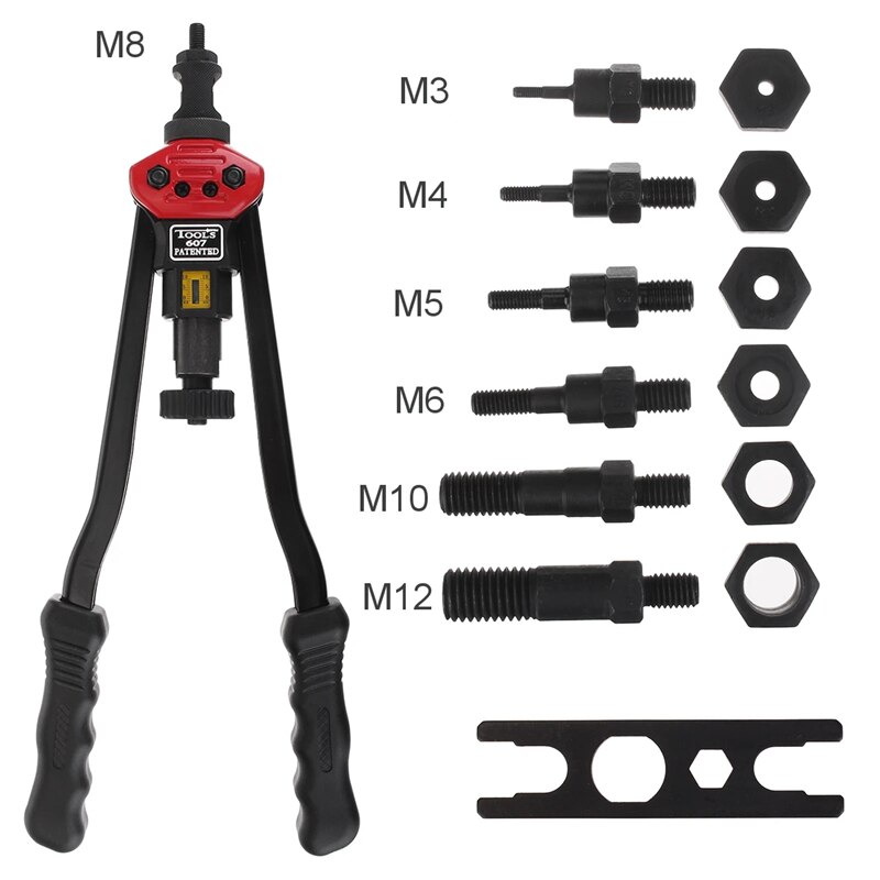 M3-m12 nitverktygssats nitningssats kit nitmuttrar insats tillbehör gängad nitdorn + nitmutssats