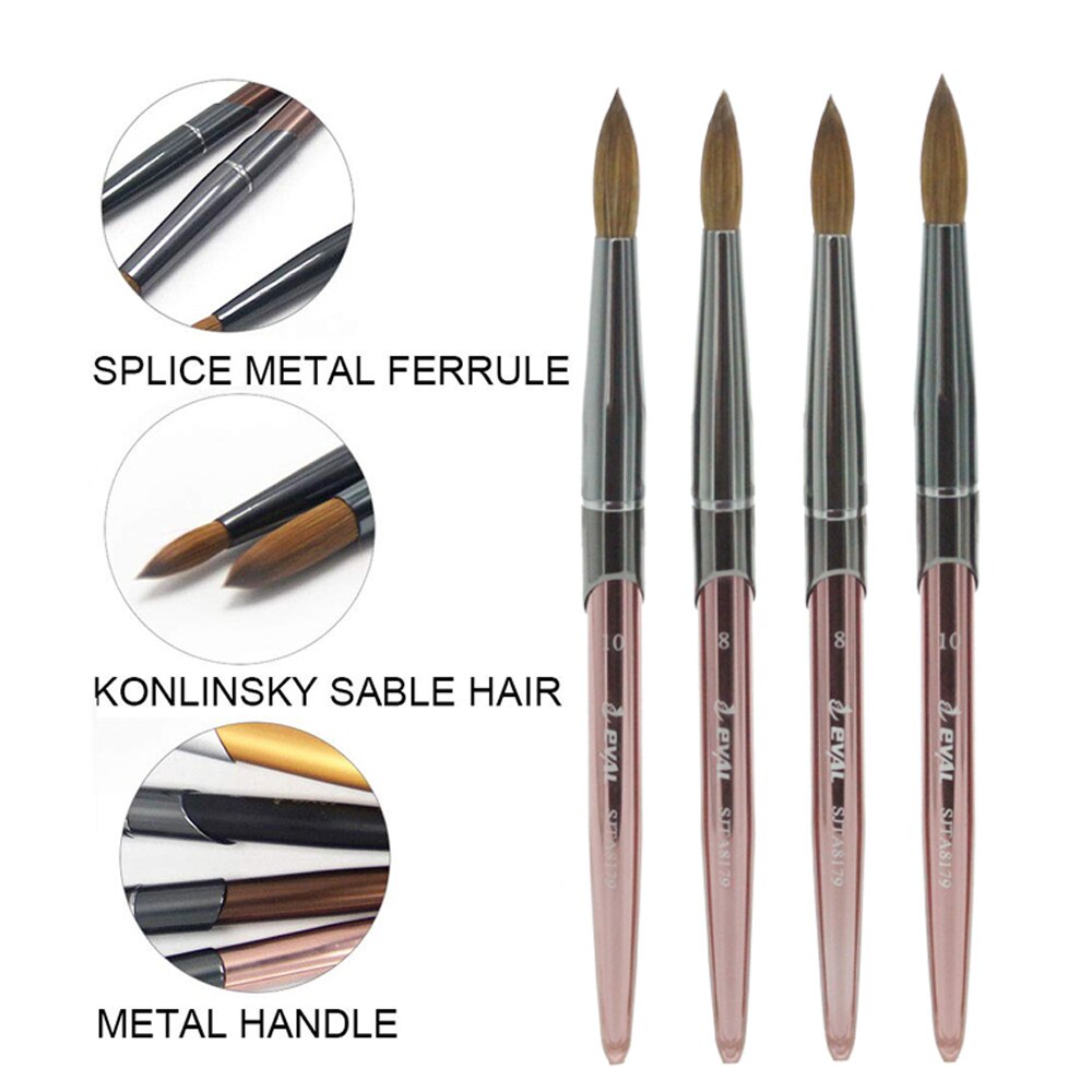 Eval Nail Brush Kolinsky Sable Nail Paint Brush UV Gel Acrylic Nail Art Brush Set Nail Beauty Tools