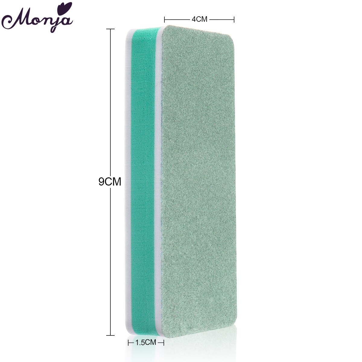 Monja 1 Pcs White Green Nail Art Buffering Block Double-sided Sanding Polishing Nail Sponge Buffer Files Manicure Tool