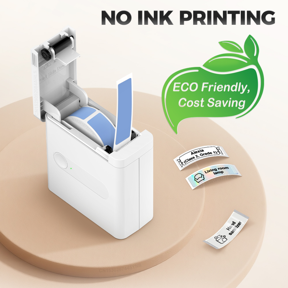 Wireless Thermal Printer D12 Portable Inkless Mini Label Printer D12 Labeling Machine DIY Label Paper or 1PK Printing Sticker