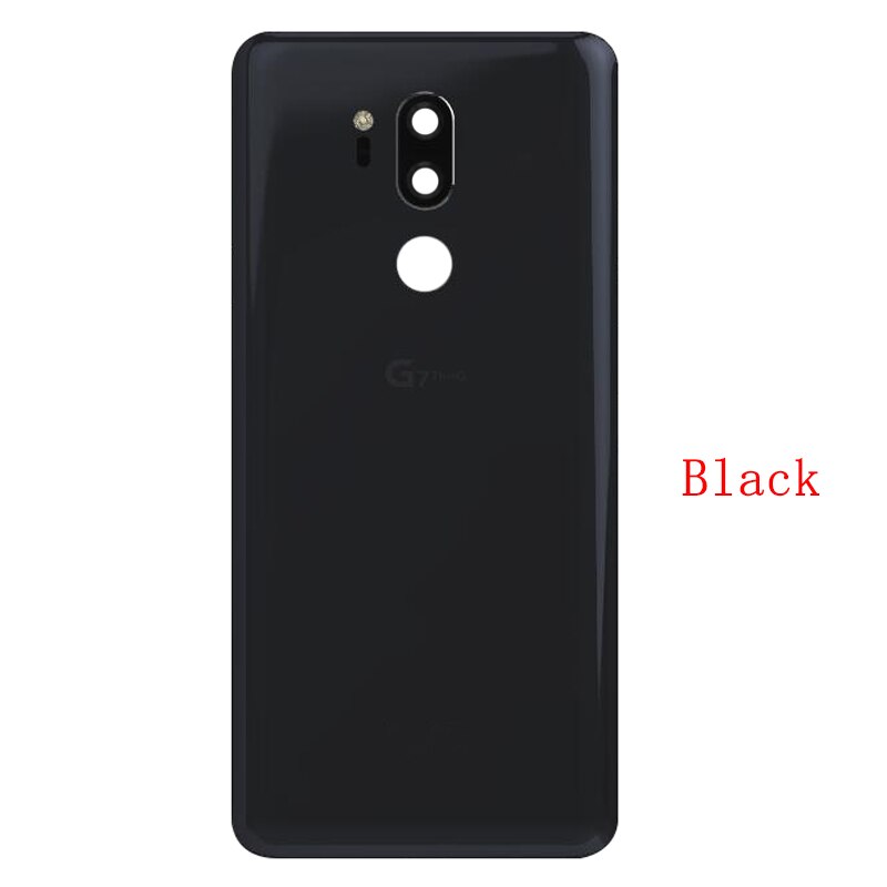 Back Battery Cover Rear Door Panel Housing Case For LG G7 ThinQ Battery Cover with Camera Lens Logo Replacement Part: Black