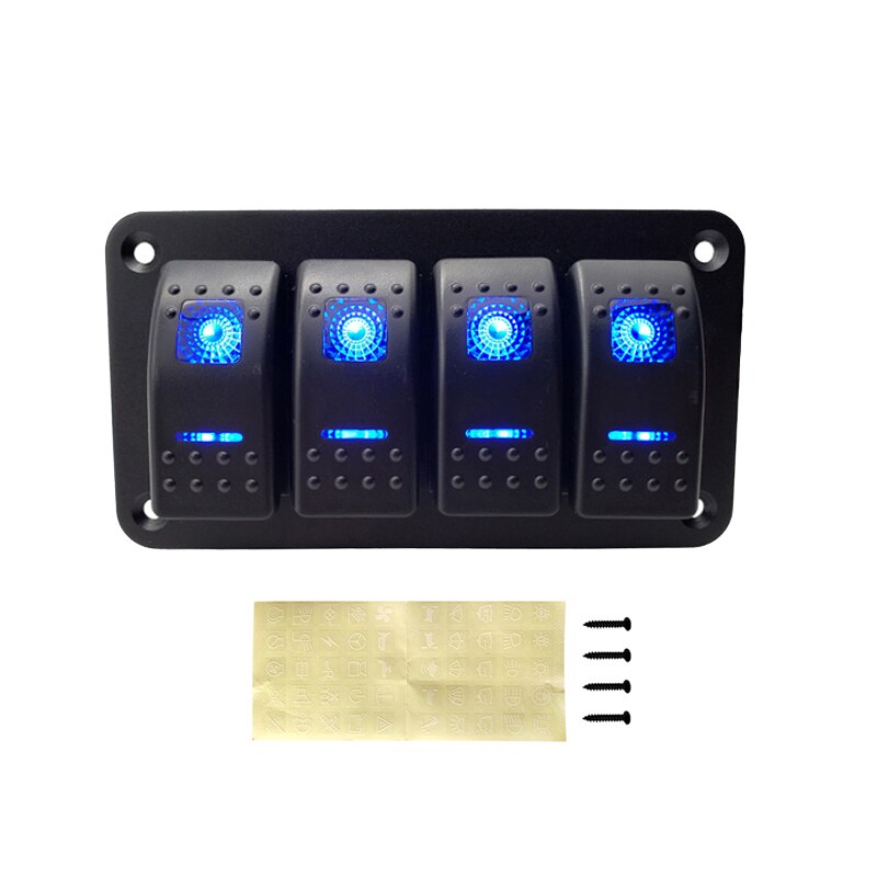 2/3/4 -gjengers vippebryter panel lys vippebryter beskyttelse tilbehør led bryter for bil auto lastebil campingvogn marine: 4 brytere