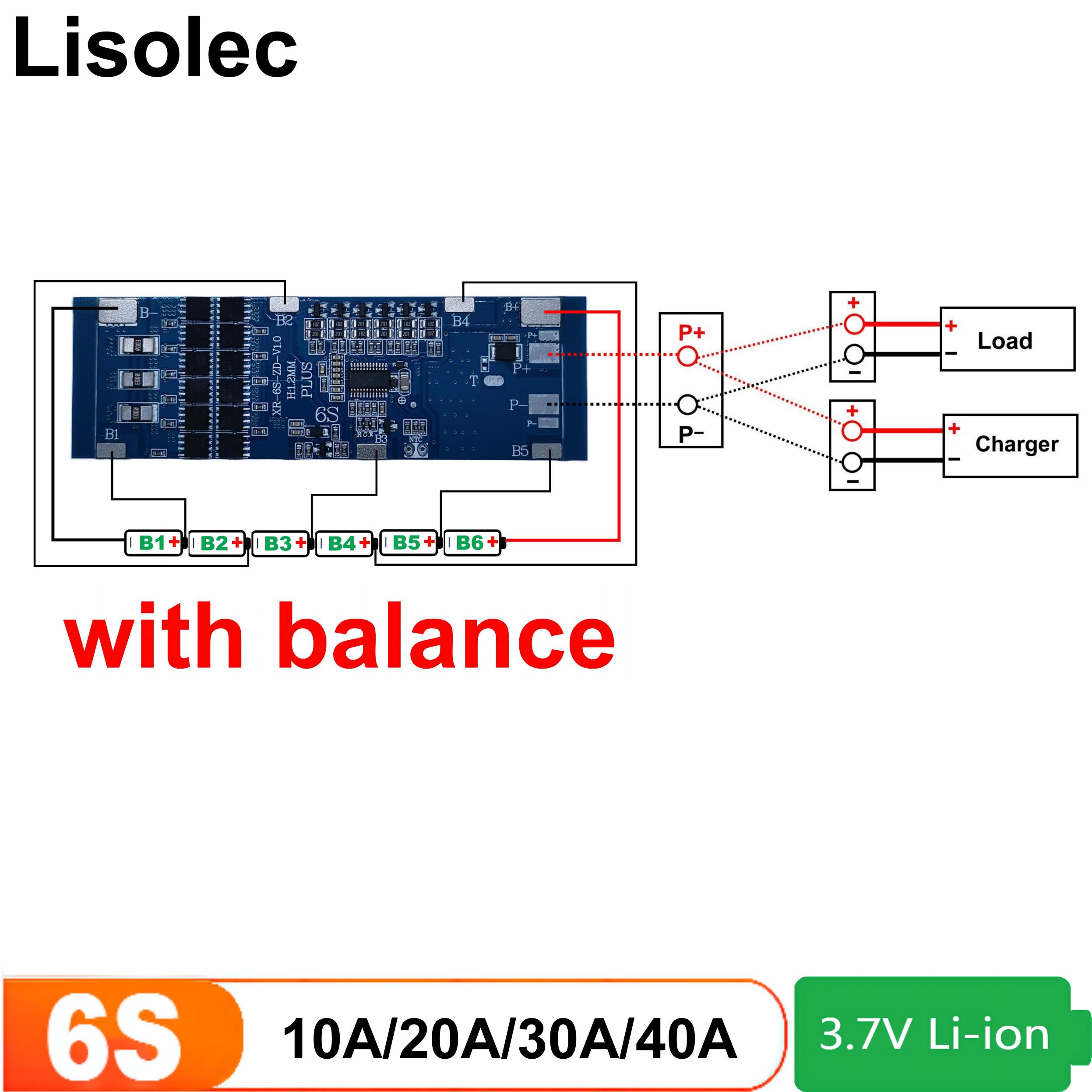 6S1P 6S2P 6S3P BMS 6S 24V 10A 20A 30A 40A Ladung Entladung Schutz Bord für 22,2V 25,2V 18650 21700 Li-Ion Batterie Pack