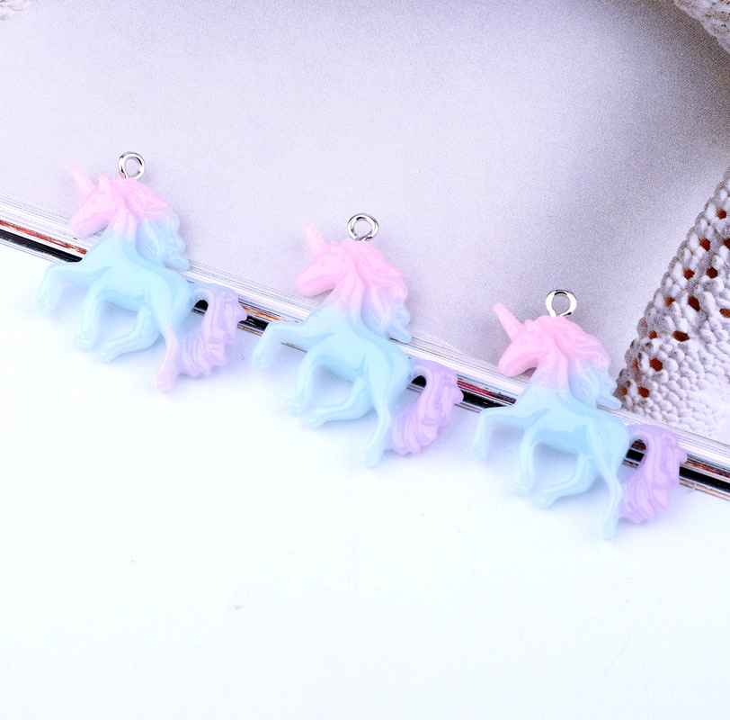 10pcs Dreamlike Unicorn Resin Charms For Earring Necklace Pendants Connector Findings Korean Cute Keychain Key Diy Accessory