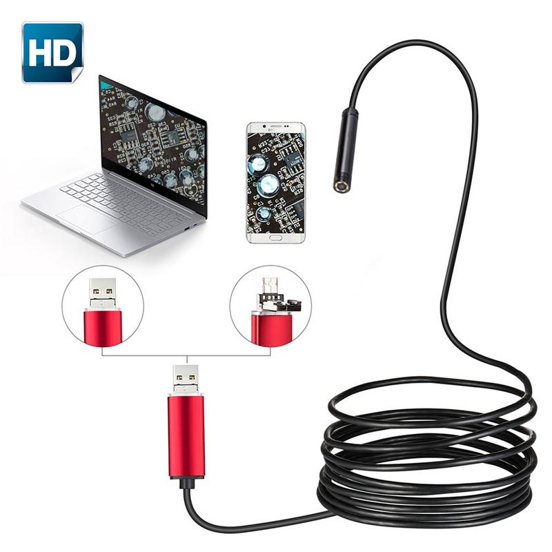 7mm USB Endoscope 130 millions de Pixels 480 P Borescopes Smartphone Micro caméra avec 6 LED 640x480