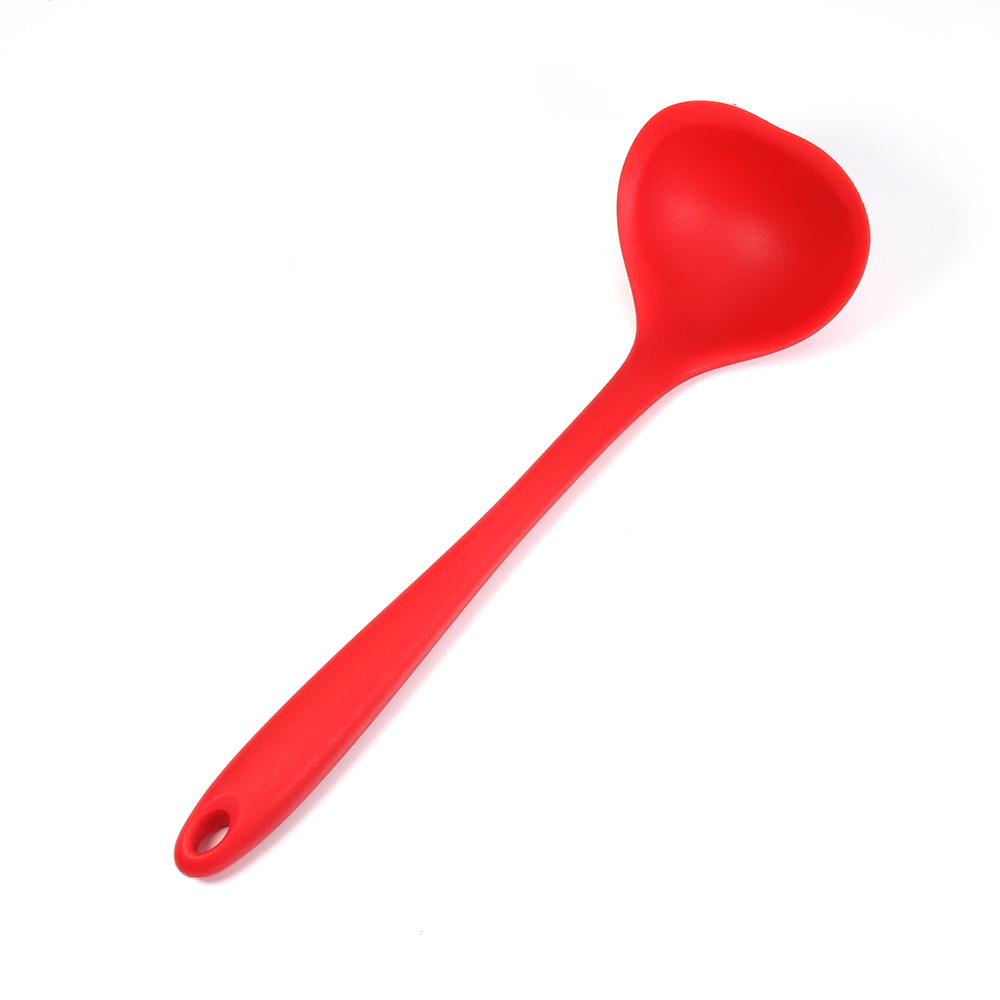 5-13 Pcs Siliconen Koken Tools Keukengerei Set Accessoires Met Opbergdoos Tong Spatel Met Houten Handvat Anti-aanbak kookgerei: Red Ladle