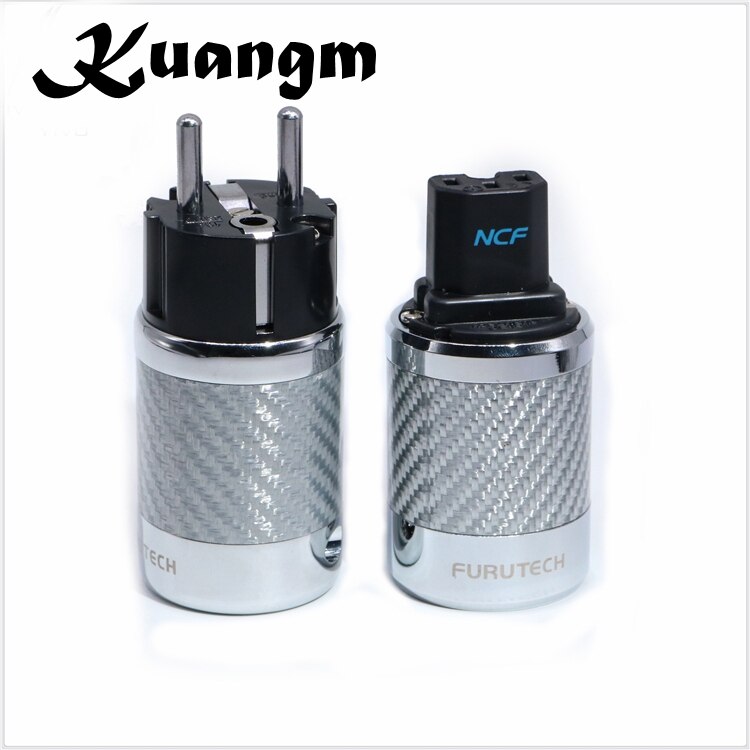 Kuangmhigh qualityfi -50 & fi50m carbon fiber rhodineret vekselstrøm elektrisk mandlig hunstik iec eu us iec hifi plug: 1 par os og iec / Hvid kulfiber