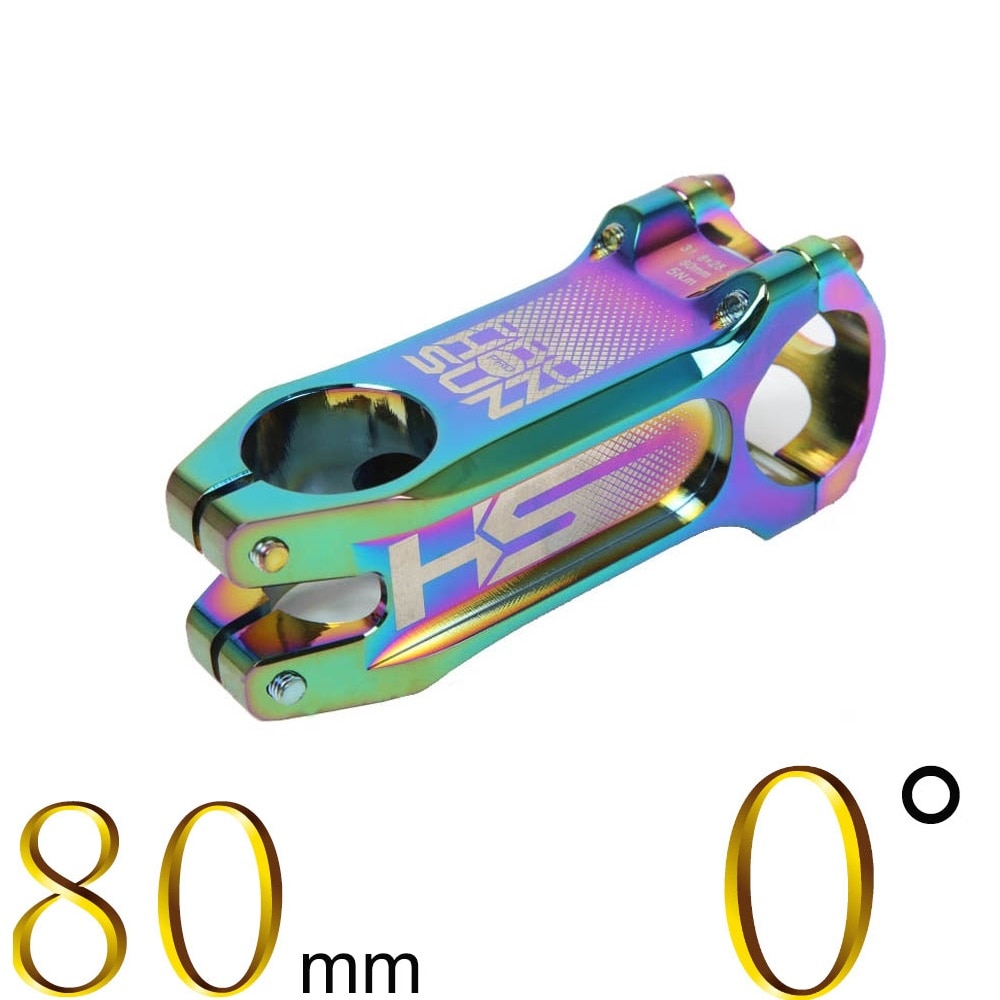 31.8*80mm Rainbow Bike Stem Full CNC Bicycle Handlebar Stem Mountain Road Bike Stem 0 Degree Colorful XC AM MTB Stem Bike Parts