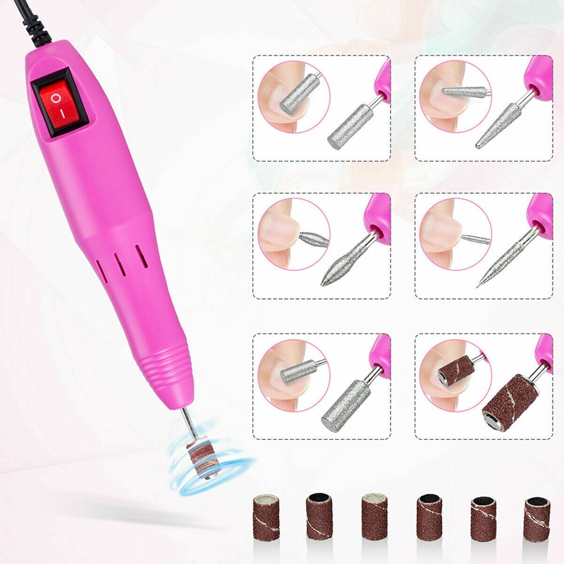 Lime à ongles électrique 20000 tr/min, lime et pédicure, Kit de manucure et pédicure, 6 mèches