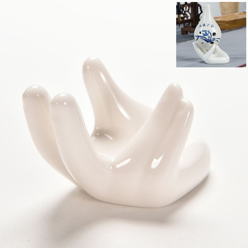 Ocarina White Ceramic Holder, Hand Shape Ceramic Base Flower Planter Holder for Office Home Desk Decor(8 5