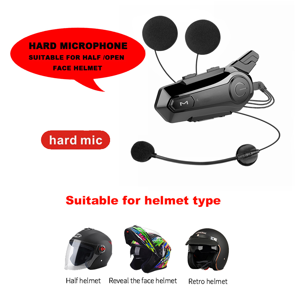 X1 Plus Motor casco intercomunicador Bluetooth 5,0 motocicleta auriculares inalámbricos 1000m interfono altavoz manos libres walkie casco talkie: Rojo