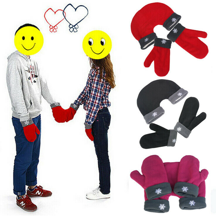 Lot de 3 gants pour couple, mitaines pour amoureux, gants conjoints pour parents et enfants, noël