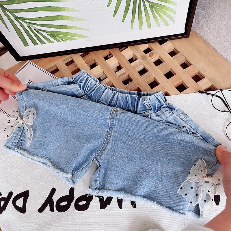 Summer Baby Girl Jeans Princess Elastic Waist Butterfly Denim Shorts Party Kid Children Clothing For Girl