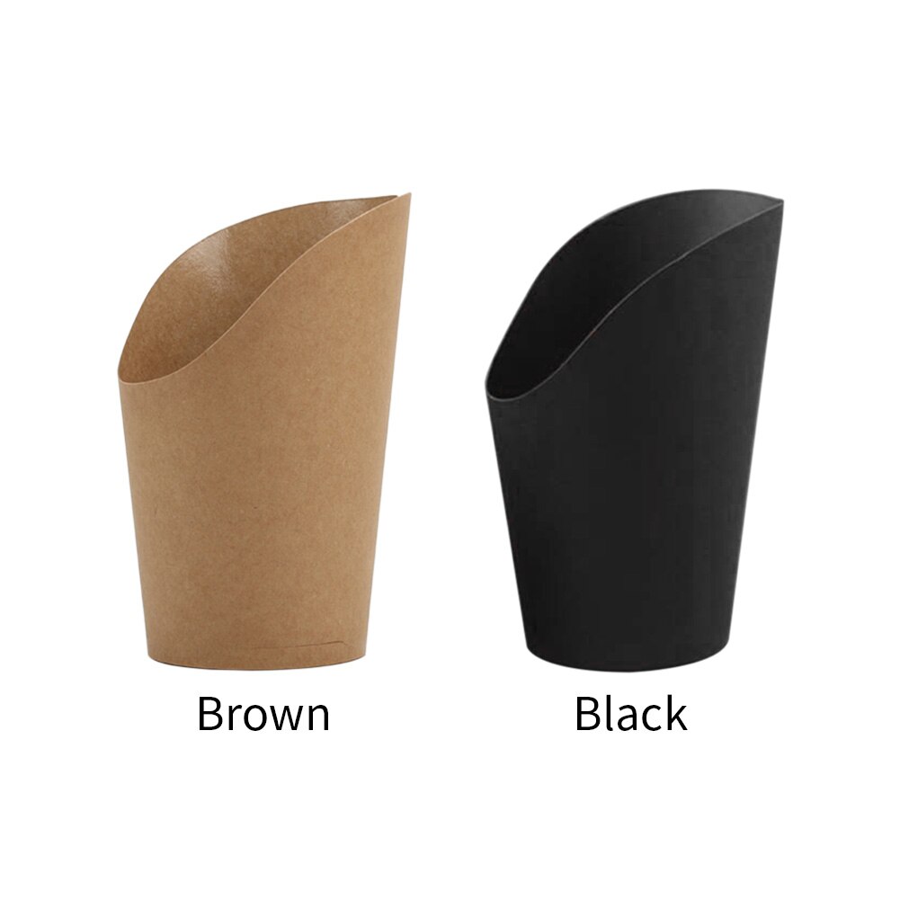 50pcs 14oz Disposal Brown Paper Cup Baking Supplies Chips Take Out French Fries Solid Ice Cream Frozen Dessert Snack Storage