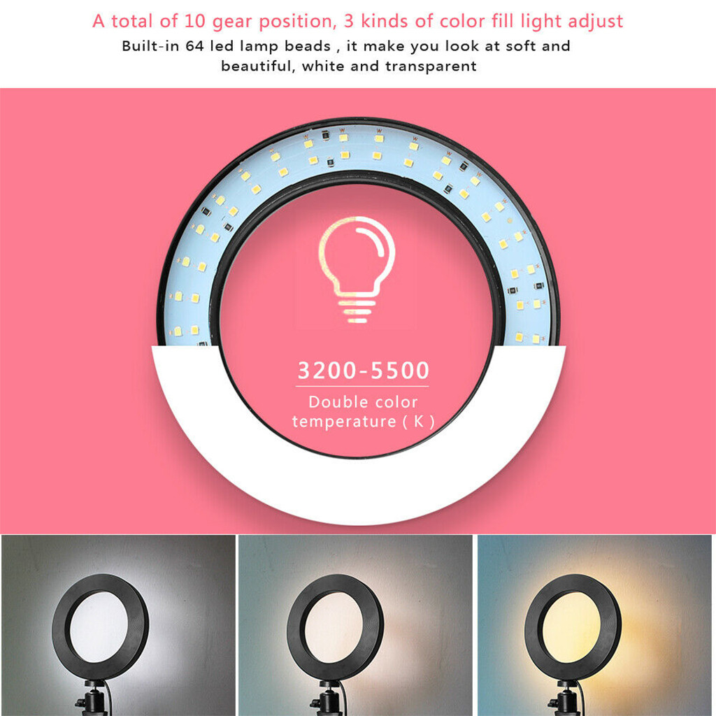 Support de trépied de lumière d'anneau avec 16cm Dimmable USB 3 Modes lumière LED pour la photographie vidéo Photo téléphone portable support de bureau