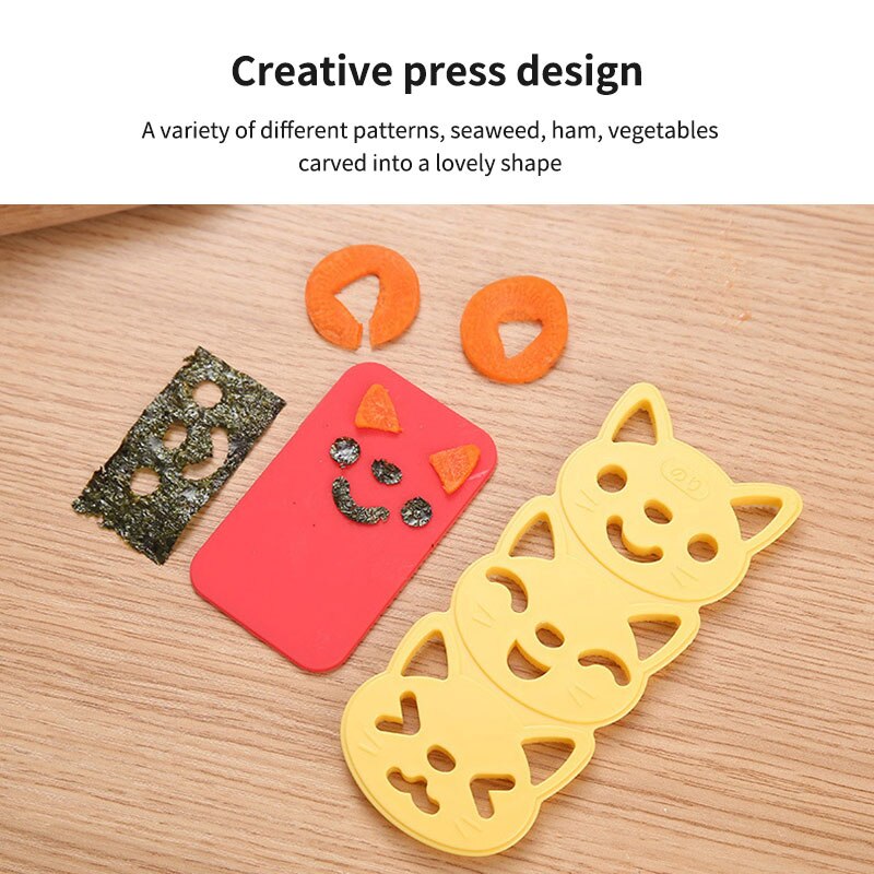 DIY Rice Balls Tools Lovely Japanese Style Cute Cat Kitten Onigiri Lunch Sushi Tools Eco-Friendlly Kitchen Tools