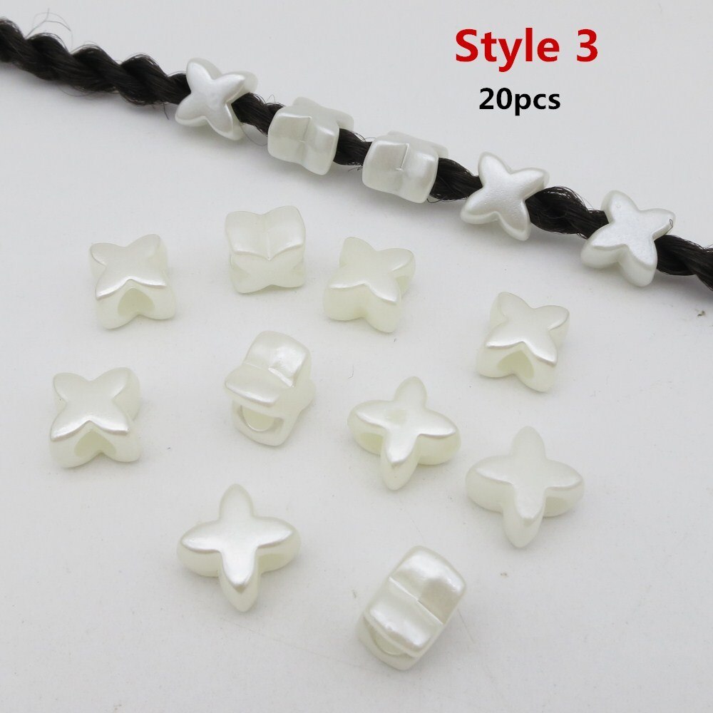 20pcs/pack Crochet Braids Pearl White kids girls women Hair braid Dreadlock Beads rings tube hair Accessories: 20pcs Style 3
