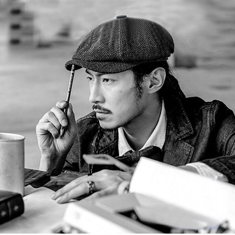 Men's Newsboy Hat Male Beret Men soft newsboy cap retro octagonal cap special female beret painter qiu dong men's hat