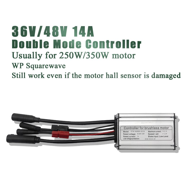 Kt Ebike Dubbele Modus Controller Kt Met Licht 36V 250W 350W 48V 500W 750W 1000W Kunteng Elektrische Fiets Lcd Led Controller: 14A WP Squarewave