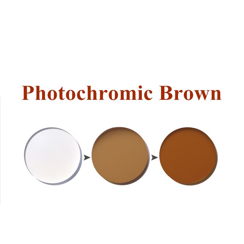 Lentilles photochromiques asphériques indice 1.56 1.61 1.67, couleurs grises et brunes, verres de Prescription pour myopie: Photochromic Brown / 1.67
