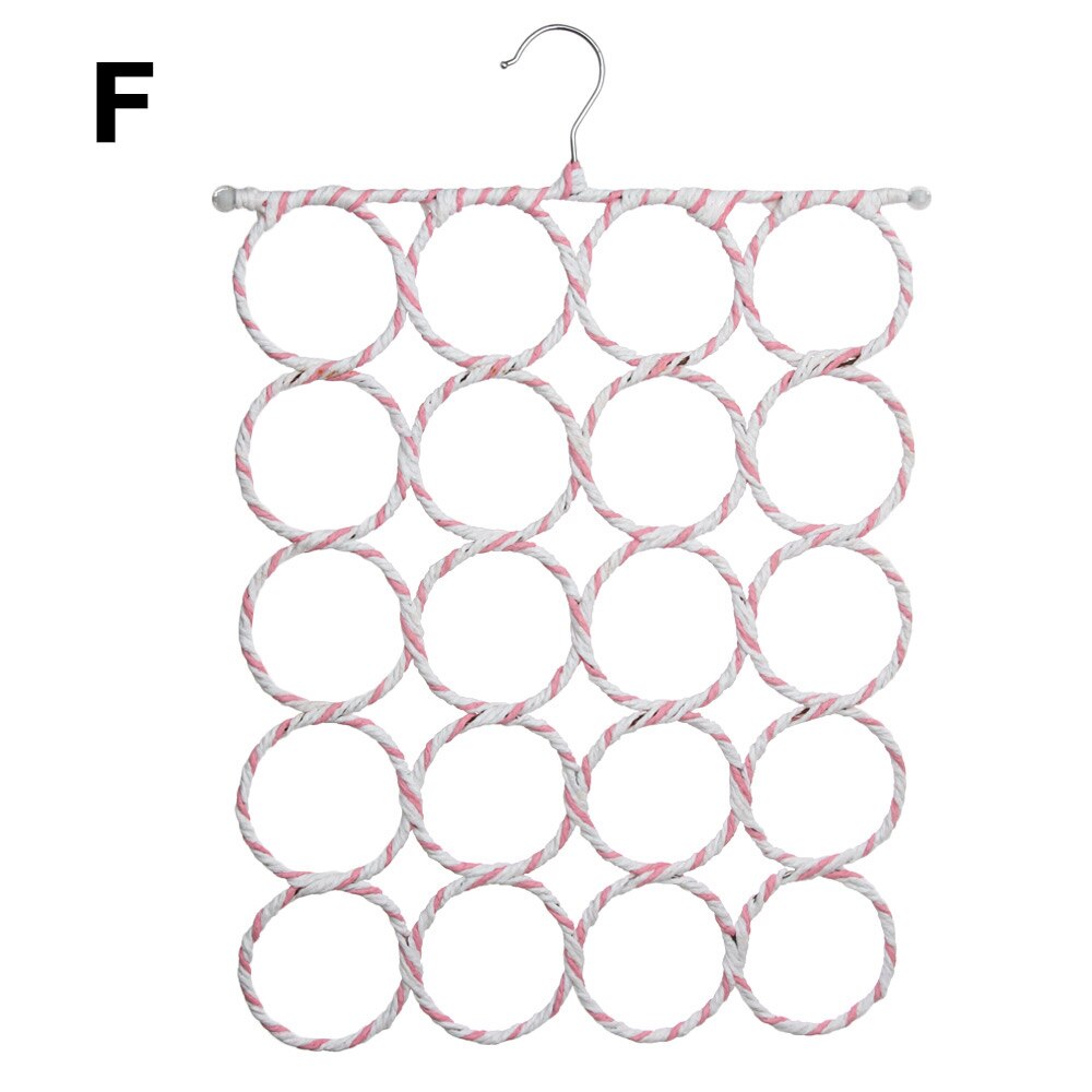 1PC Portable Multi Purpose Rattan Circle Circle Shape Scarf Hanger Tie Clothes Rack Storage Racks Space Saving Closet Organizer: F