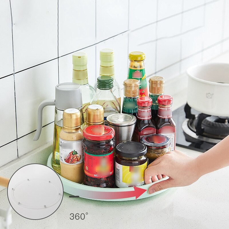 360 Rotation Spice Rack Pantry Cabinet Turntable with Wide Base Storage Tray Organizer for Kitchen Seasoning 23cm: 1PCS