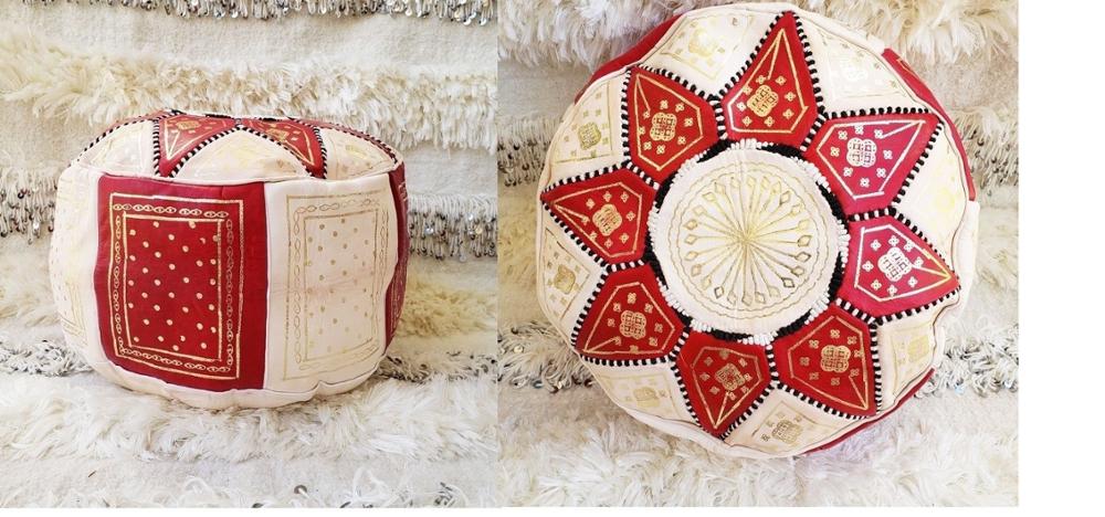 Puf Pouf Hecho a Mano en fès, Marrakech Cuero autentico SIN relleno