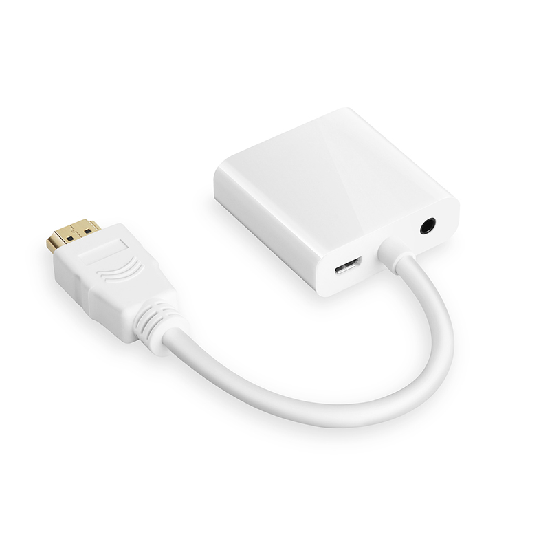 Shuliancable Hdmi Naar Vga Adapter Audio En Video Kabel Hdmi Vga Connector Voor Computer Monitor Projector 1080P 3D Hdmi naar Vga: WHITE