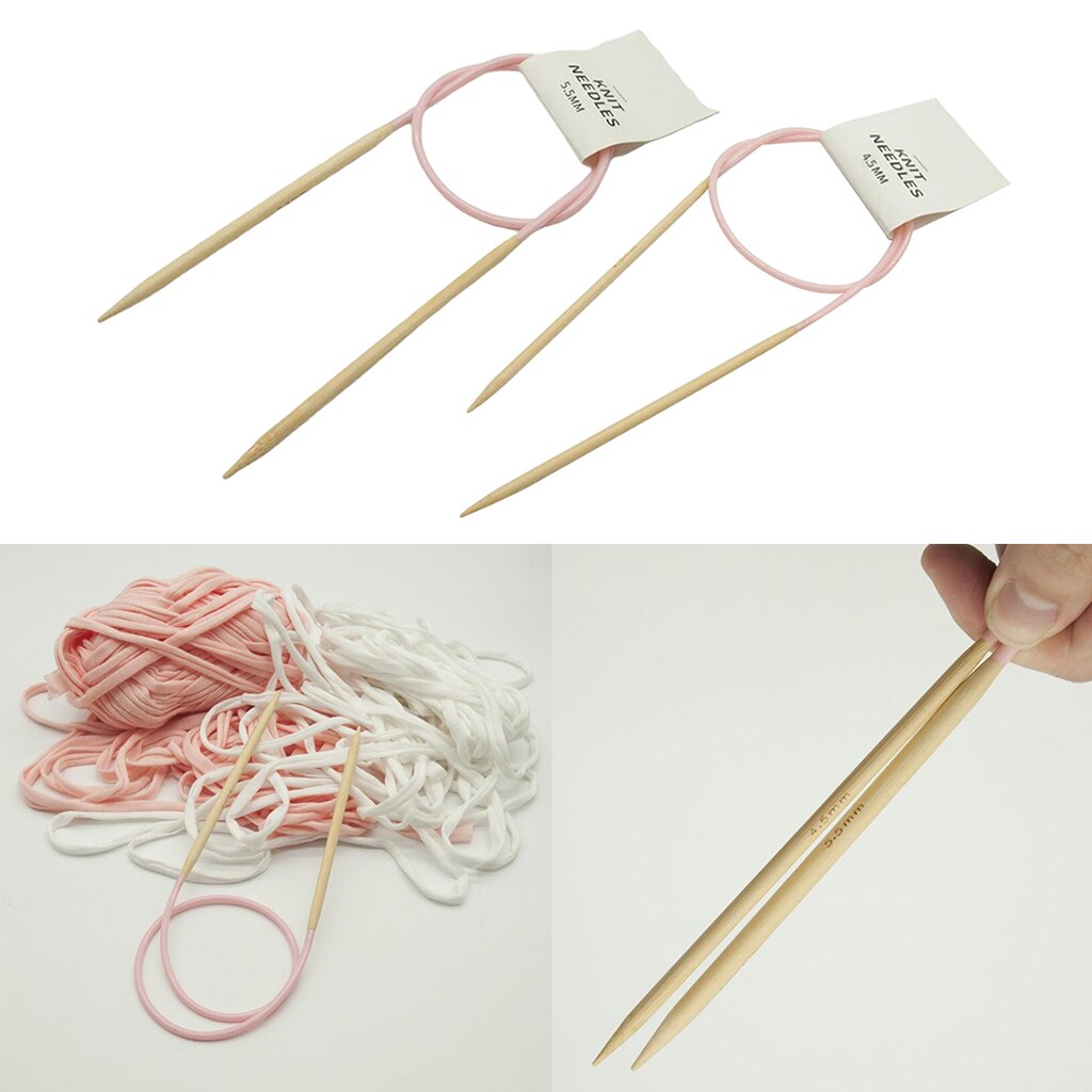 Premium Bamboo Knitting Needles with Colorful Plastic Tube 4.5/5.5mm