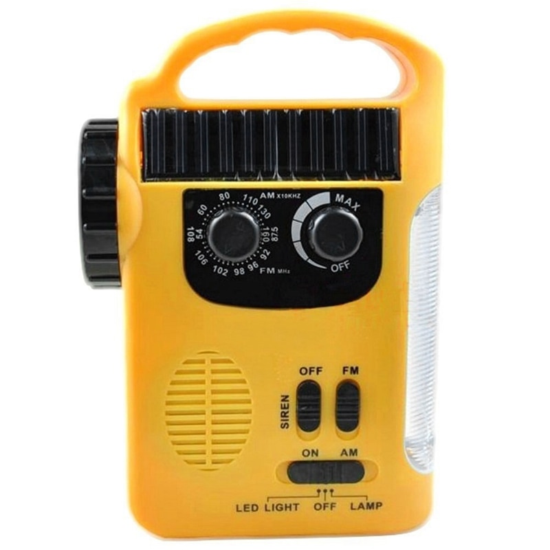 Cell Phone Charger Radio, Led Flashlight Radio, Led Lantern Radio, Siren, Rechargeable Batteries, Hand Crank, Solar Power Radio: Default Title
