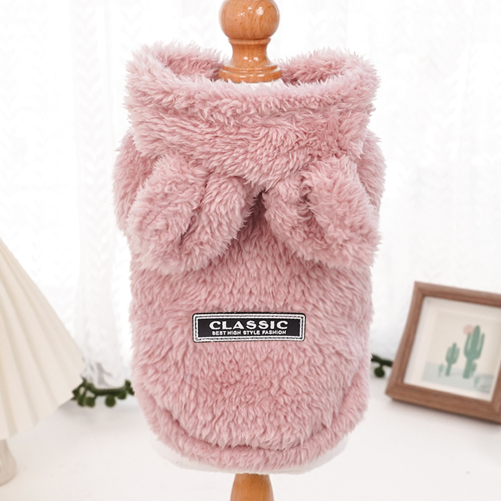 Oreille de lapin confortable coton polaire à capuche vêtements pour animaux de compagnie automne et hiver vêtements chat sweat à capuche chien vêtements fournitures: XXL / WHITE