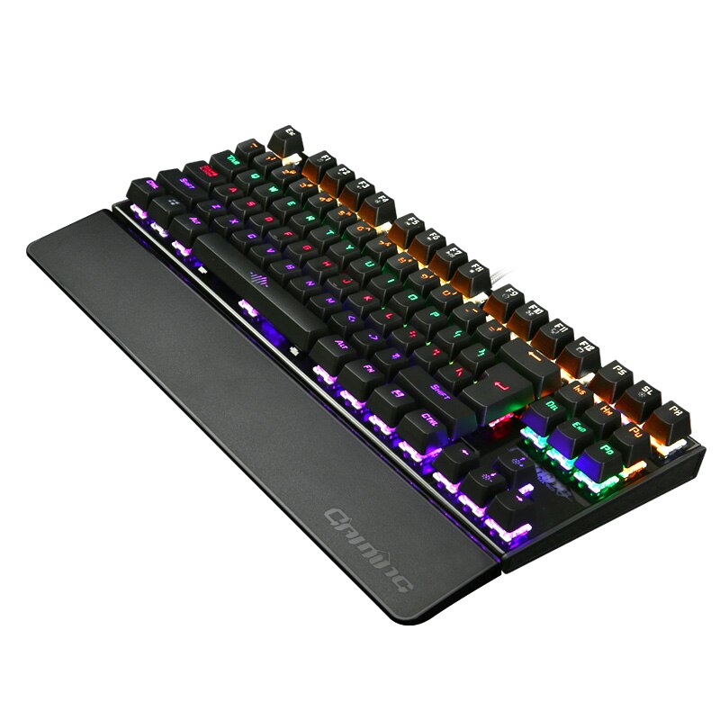 Redthunder Backlit Mechanische Gaming Toetsenbord Met Blauwe Schakelaars 87 Toetsen 100% Anti-Ghosting Grote Verwijderbare Hand-Rust Voor gamers: Black