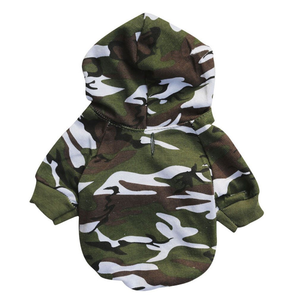 Xs/S/M/L Groen Camouflage Kleding Puppy Hond Kleren Sweatshirts Katoen Blend Korte Mouw #01