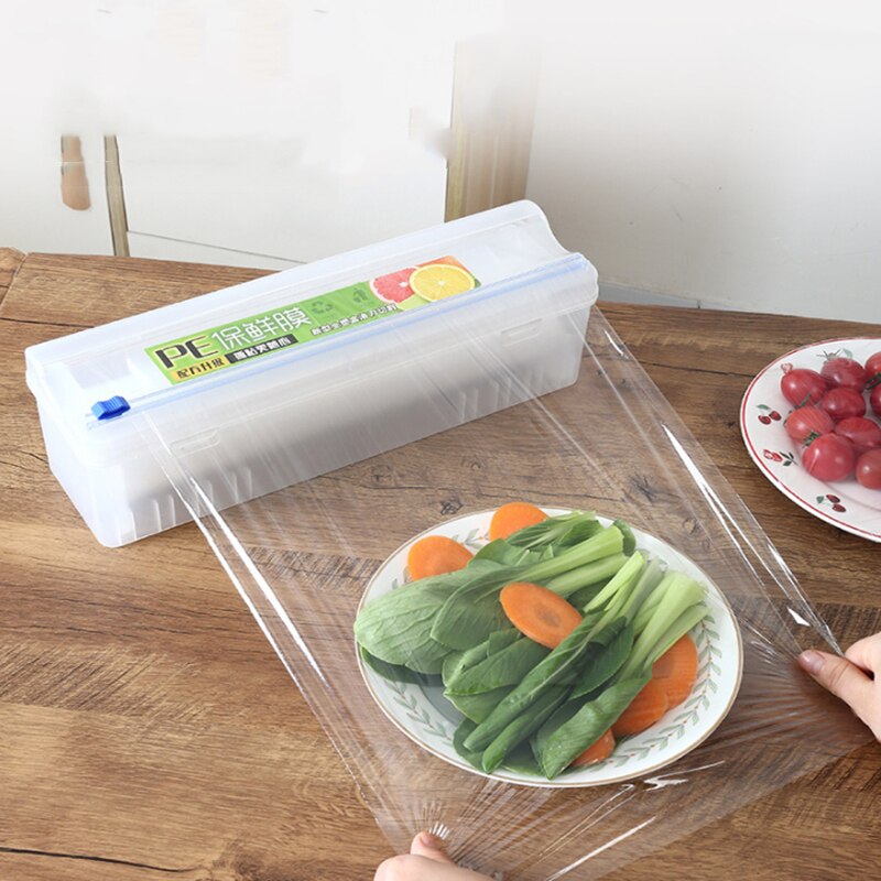 Plastic Cling Film Dispenser Cutter Adjustable Cling Film Cutter Cling Foil Box Preservation Foil Storage Box for Kitchen