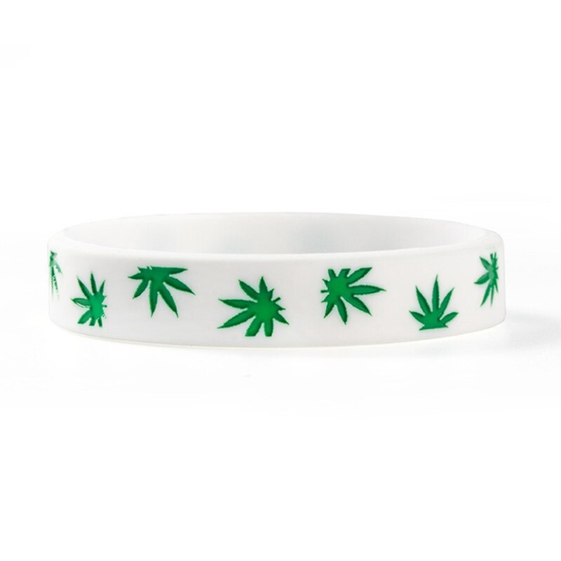 Unisex Leaves Printed Silicone Bracelet Bangles Unisex Rubber Wristband Jewelry: WT