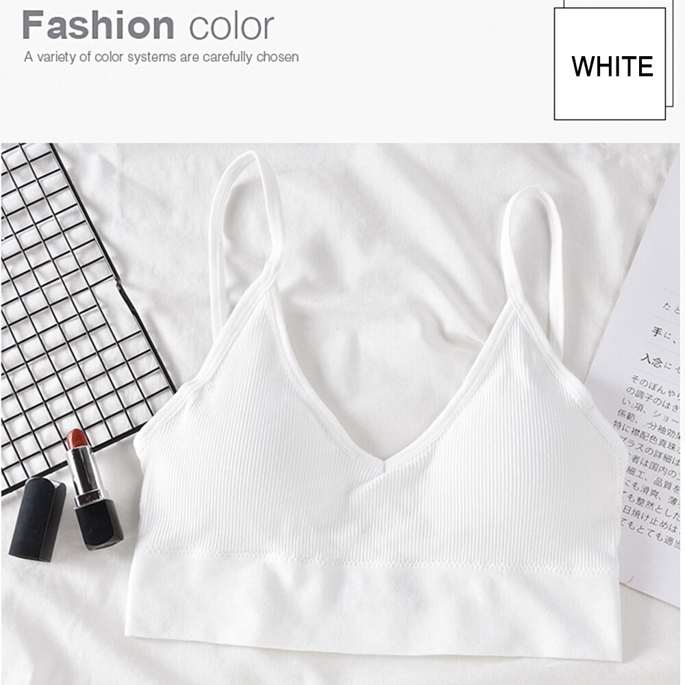 2022 Style Womens Sport Vest Ladys Comfortable Bras Elastic Spandex elastic Full Size Underwear: WHITE