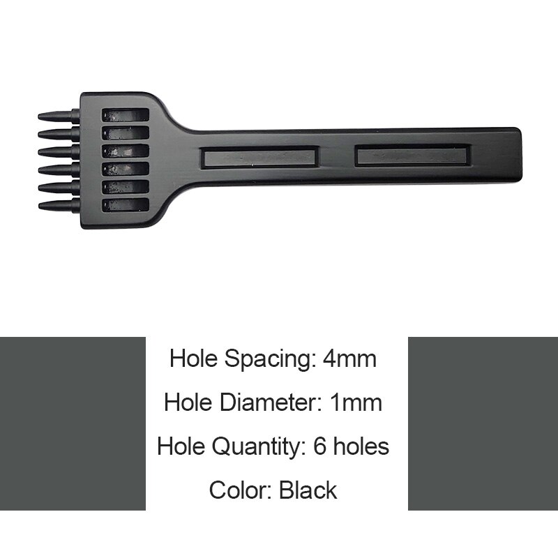 Profession Leather Hole Punch Tools Set Cutting Stitch for Wallet Belt DIY Die Chisel Kit Leathercraft, 4mm Spacing 1mm Diameter: 4mm Black 6 holes