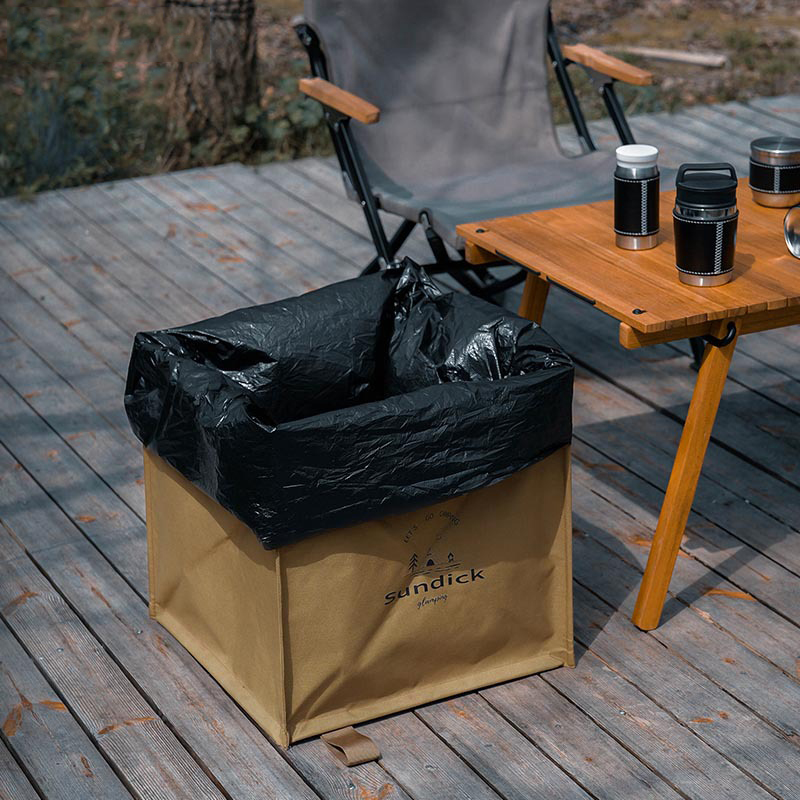 Hopfällbar papperskorg för utomhusbruk med stor kapacitet, bärbar soppåse för resor, camping