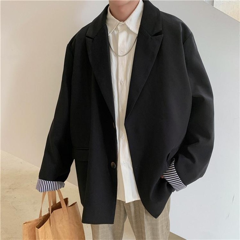 Blazers hombre casual Oversize Simple All-match coreana traje-tops hombre estilo británico sólido Vintage Street-wear Harajuku Chic