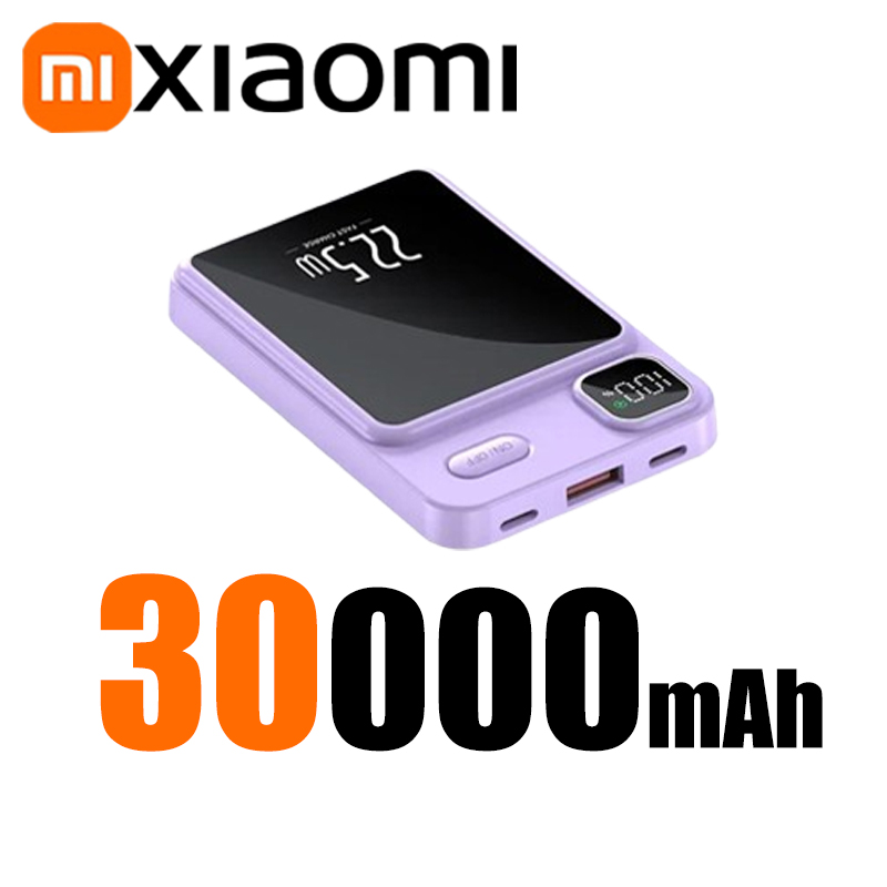 Xiaomi 50000mAh Magnetic Wireless Charger Power Bank Magsafe External Battery Super Fast Charging PowerBank For iPhone 15 16: PURPLE