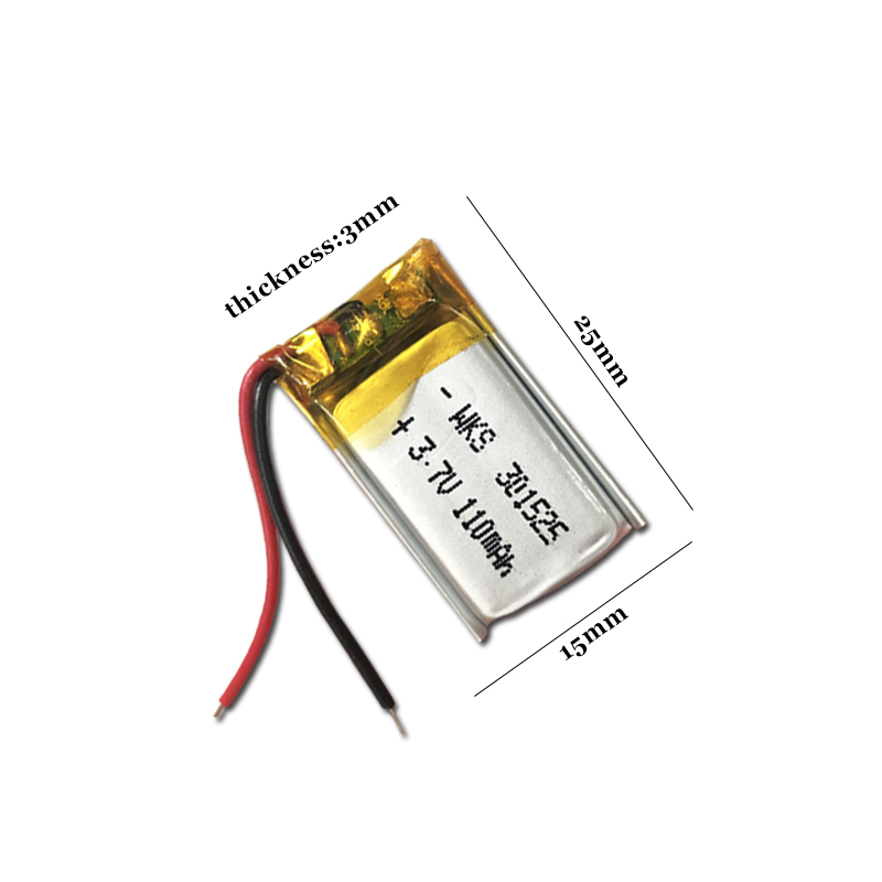 3.7V Lipo cells 301525 110mah Lithium Polymer Rechargeable Battery For Reading pen Smart bracelet Bluetooth headset MP3 MP4 MP5