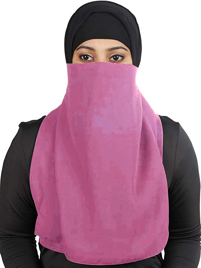 Muslim Women Veil Islamic Face Cover Arab Prayer Hijabs Hat Cap Full Cover: Dark Pink
