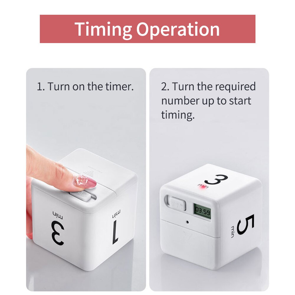Hvid farve terning køkkenur cubic timer minutter til tidsstyring børn timer træning timer madlavning tilbehør cocina tools